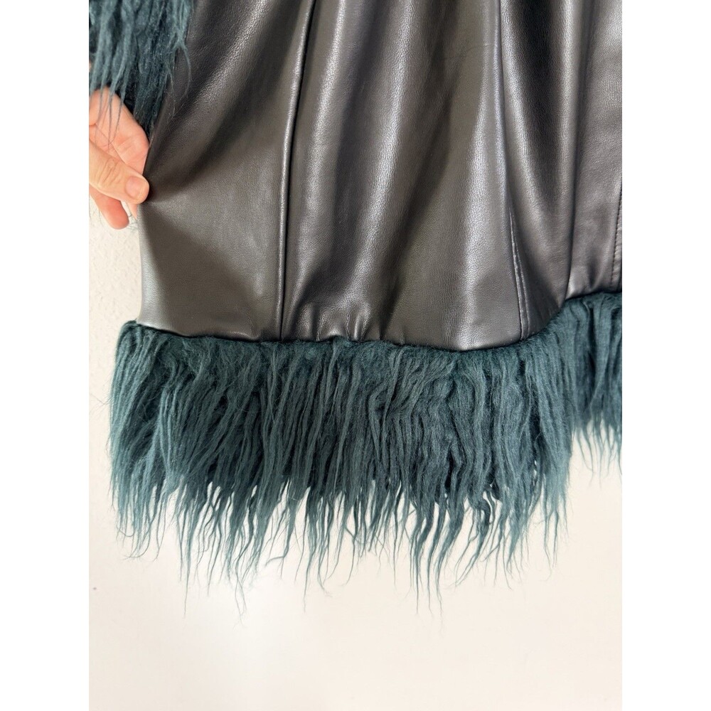 Dolls Kill Y2K Penny Lane Afghan Faux Leather Fur Trim Jacket Small Grunge Mob - Picture 7 of 11